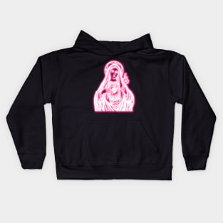 Pink Neon Virgin Mary Kids Hoodie